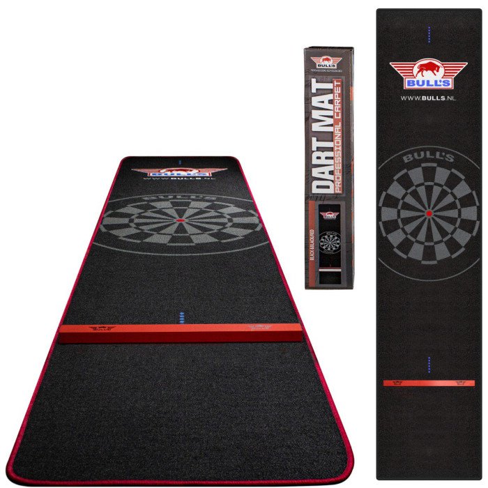 Bulls Carpet Dartmat Black/Red + Oche | 300x60 cm