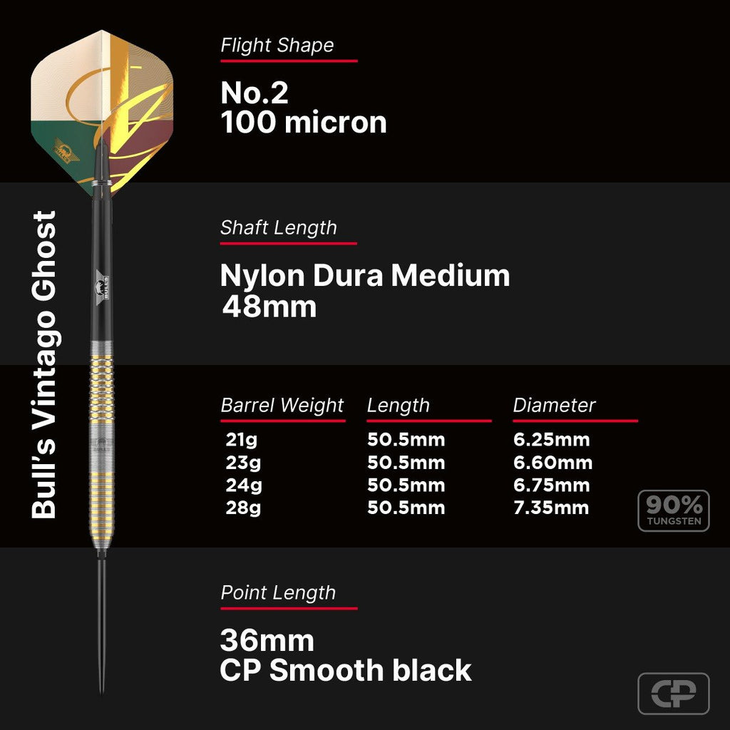 Bull's Vintago Ghost CP Steeltip 90% 28g