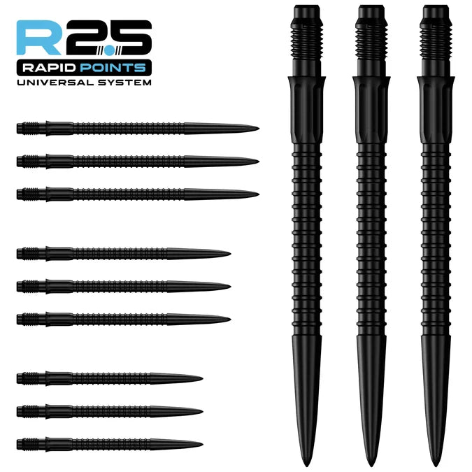 Mission R2.5 GV1 Rapid Dart Points in black with precision ringed grip.