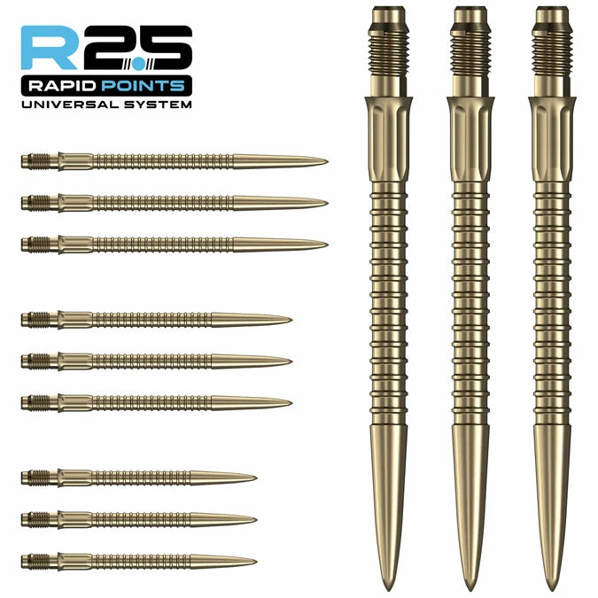 Mission R2.5 GV1 Rapid Dart Points in Gold with precision ringed grip.