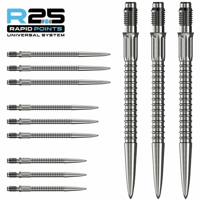 Mission R2.5 GV1 Rapid Dart Points in Silver with precision ringed grip.