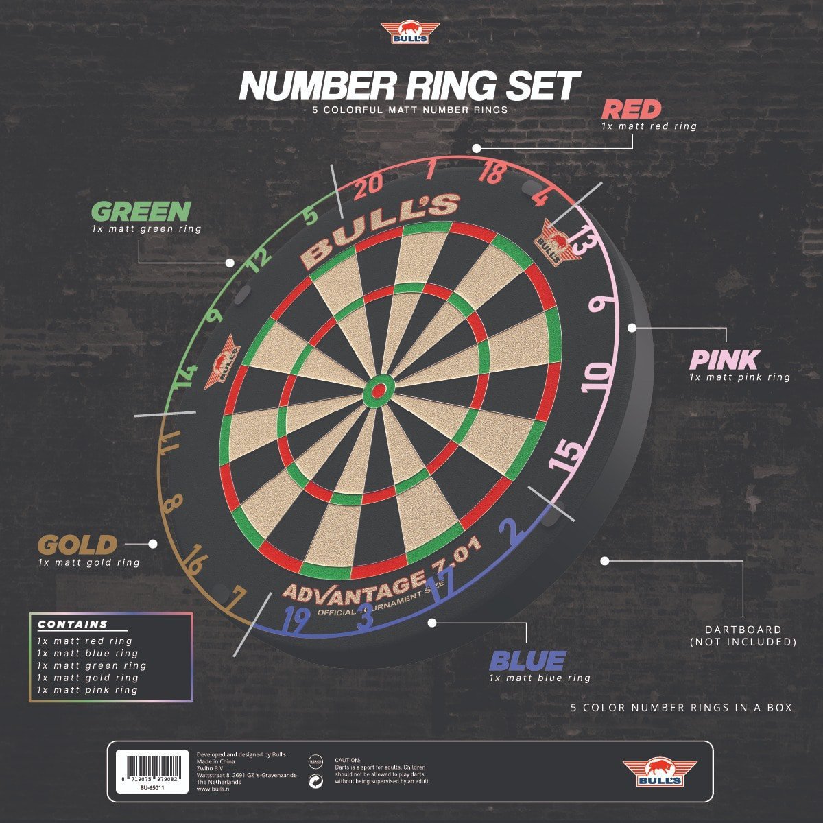 Bull's Colorfull Matt Number Ring Set | 5pcs