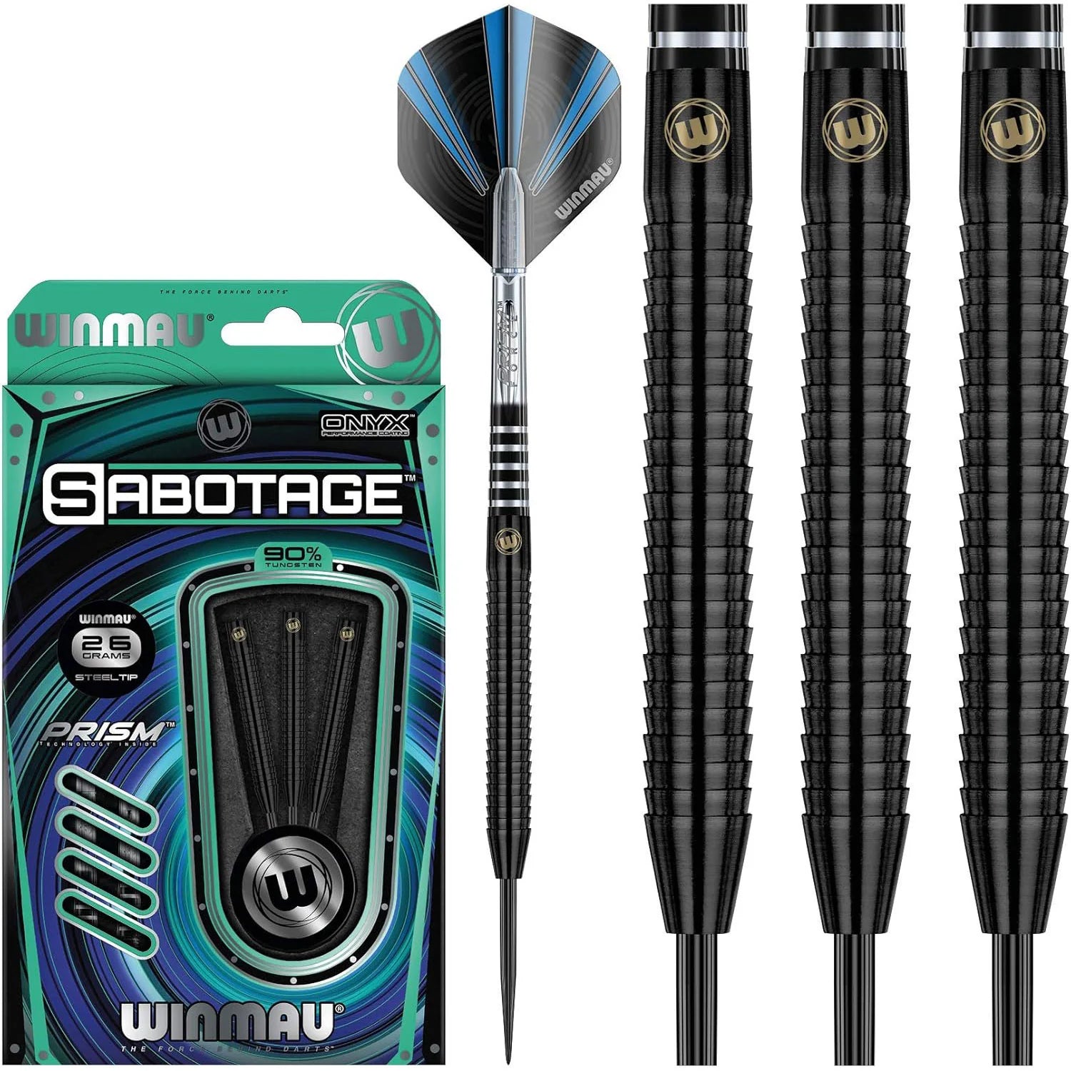Winmau Sabotage 90% Tungsten Darts - Black