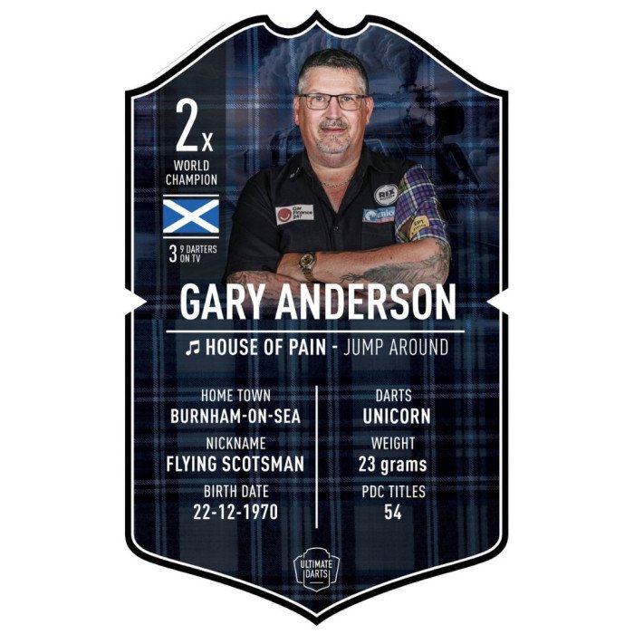 Front of Gary Anderson The Flying Scotsman Ultimate Player Card darts collectible