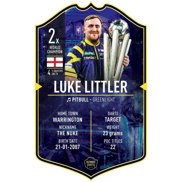 Luke Littler darts player card 2026 double world champion edition