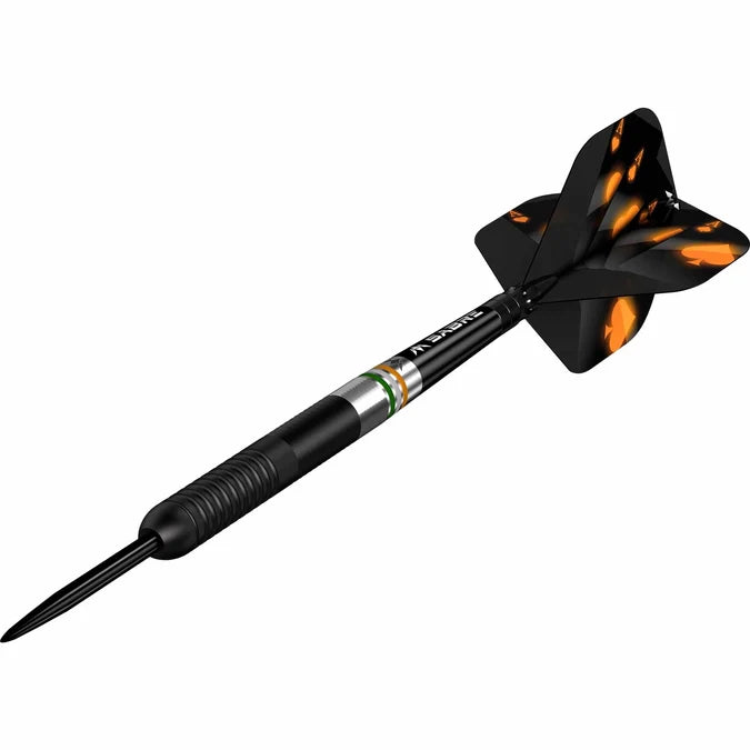 Mission Dylan Slevin 90% Tungsten Black Titanium Steel Tip Dart – single dart side view