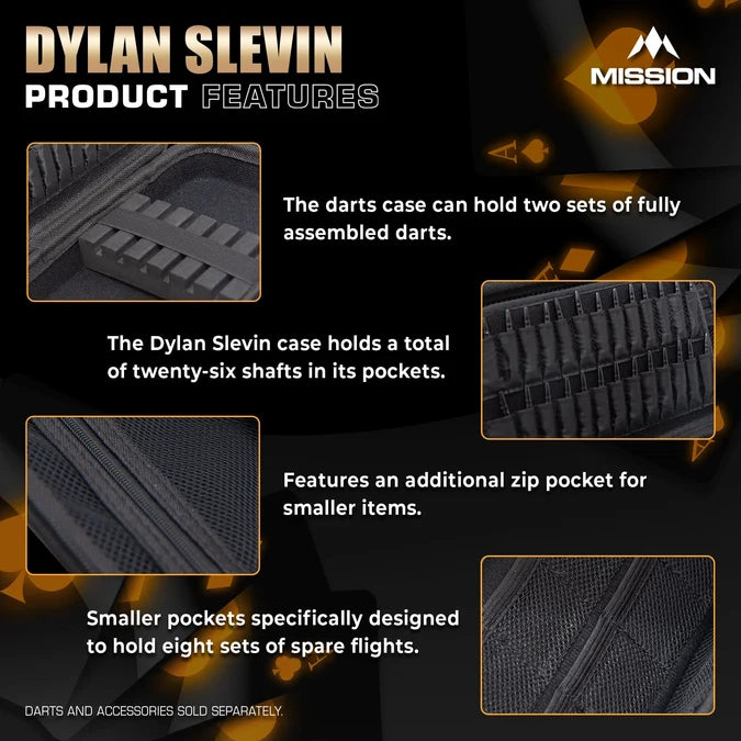 Mission Dylan Slevin EVA Dart Case showing key features and dart storage compartments