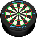 Front view of the Mission Samurai Infinity mini sisal dartboard dart holder, designed for storing steel-tip darts when not in use.