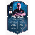 front of Phil Taylor The Power Ultimate Player Card 37x25cm darts collectible