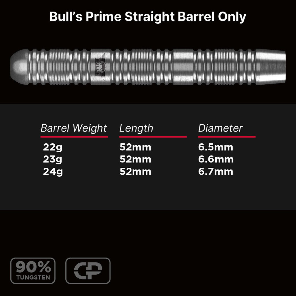 Bull’s Prime 90% Straight Steeltip – Precision Machined Dart Range