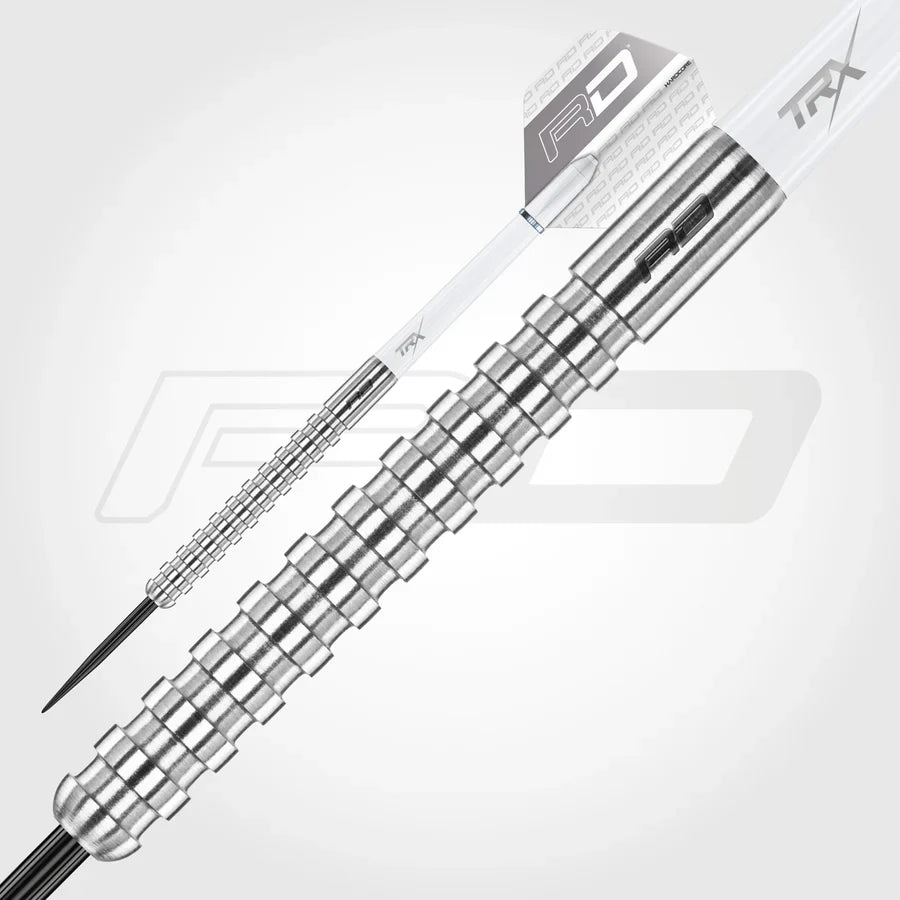 Close-up of Red Dragon Javelin 80% tungsten dart barrel and grip
