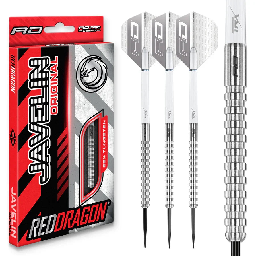 Red Dragon Javelin 80% tungsten darts with box, flights and shafts