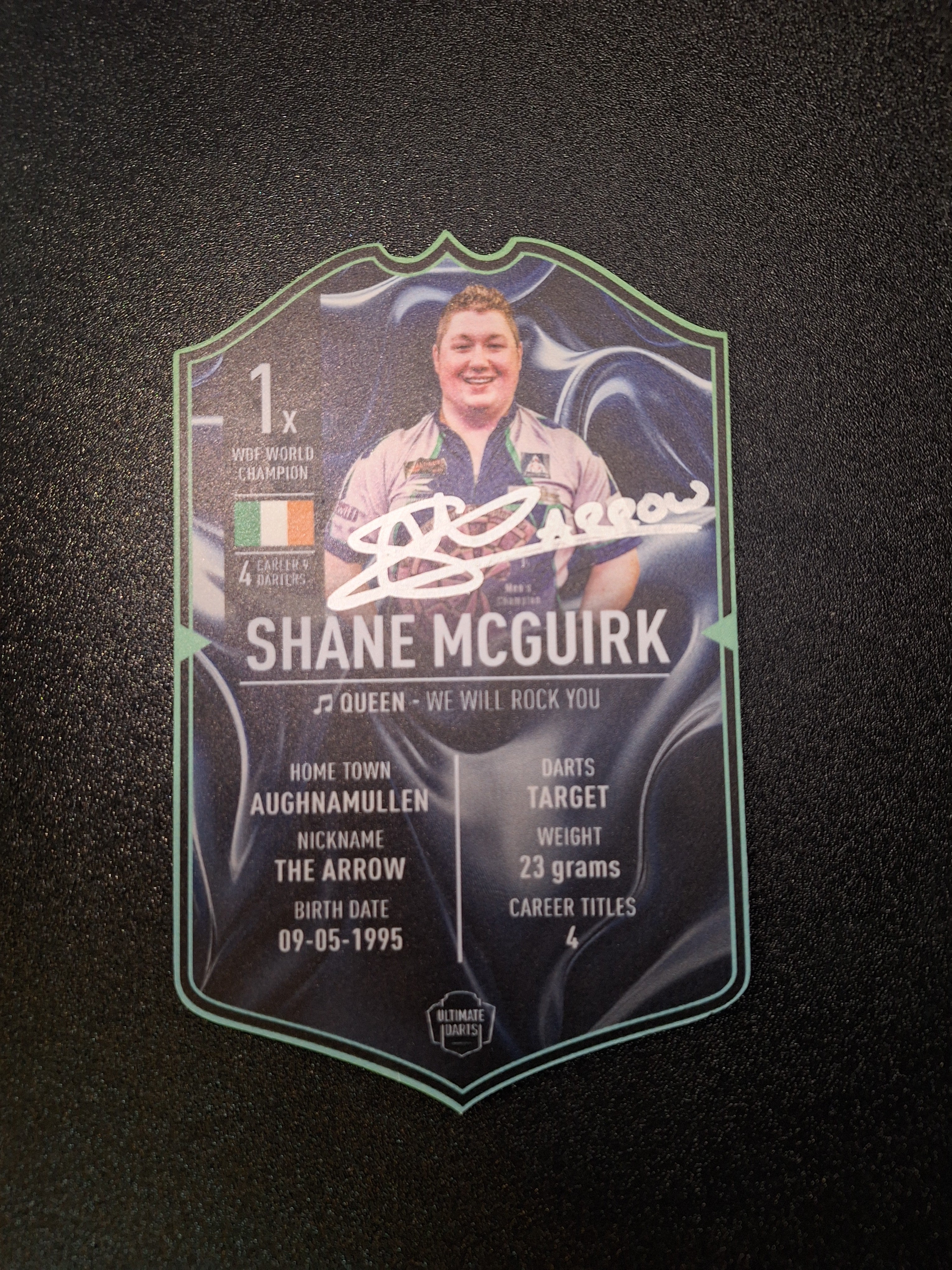 Shane McGuirk signed darts card premium mini ultimate card display