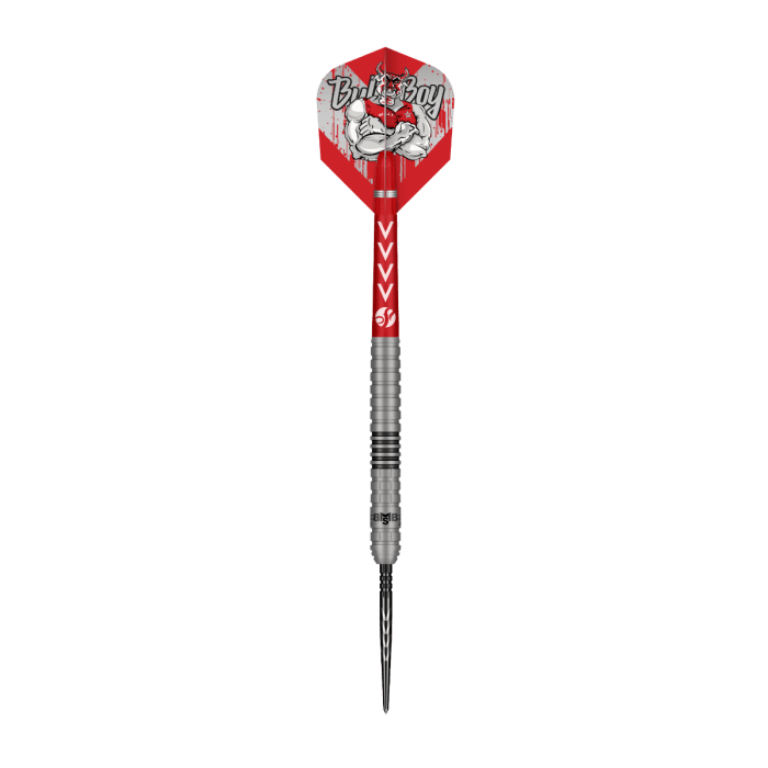 Shot Michael Smith Series II Turbo Point steel tip dart with red shaft and Bully Boy flight