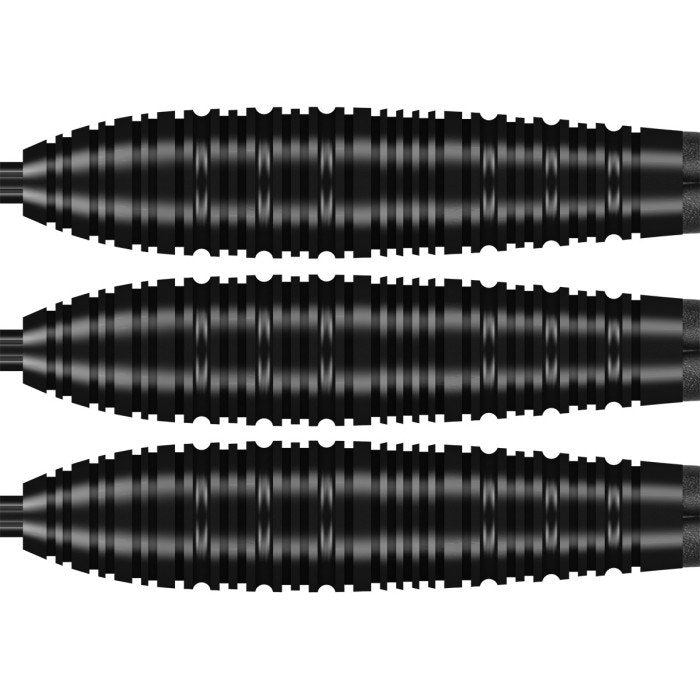 Close-up of three Shot Zen Bomber 90% Tungsten barrels showing compact bomber shape and ring grip