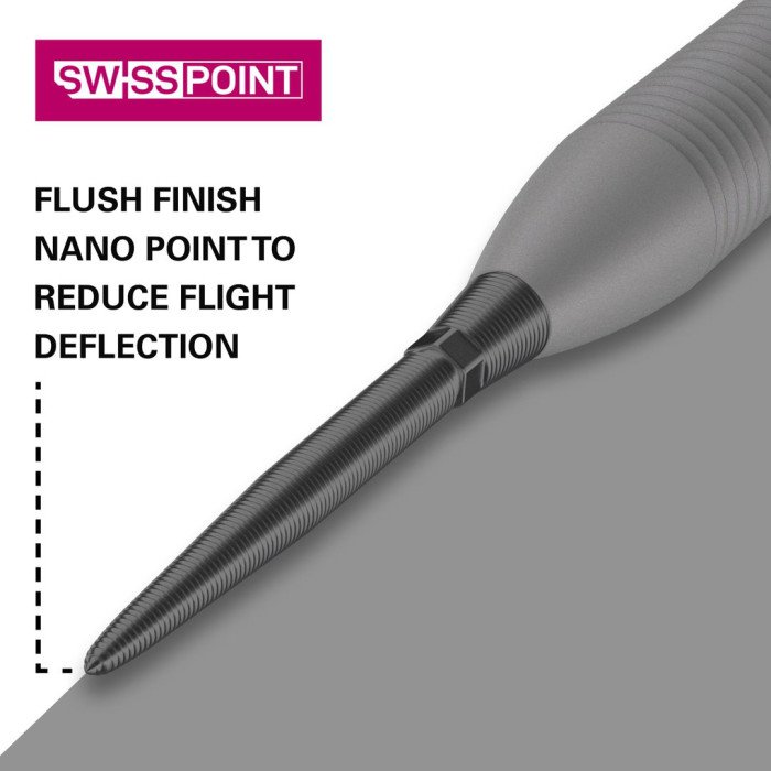 Target Storm Nano Swiss Points showing flush finish in dart barrel