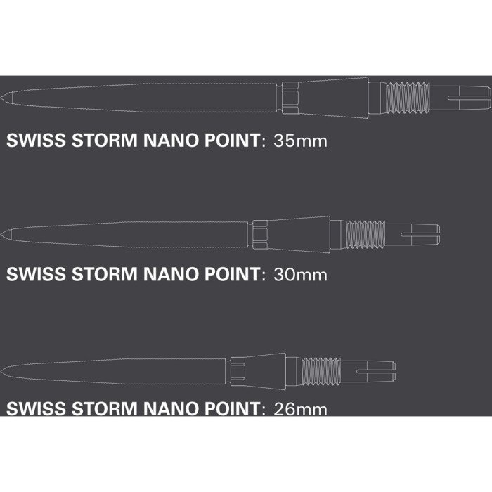 Target Storm Nano Swiss Points showing available lengths