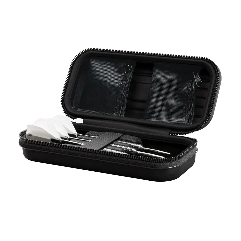 Target Takoma Red Darts Case open showing fully assembled darts and internal storage