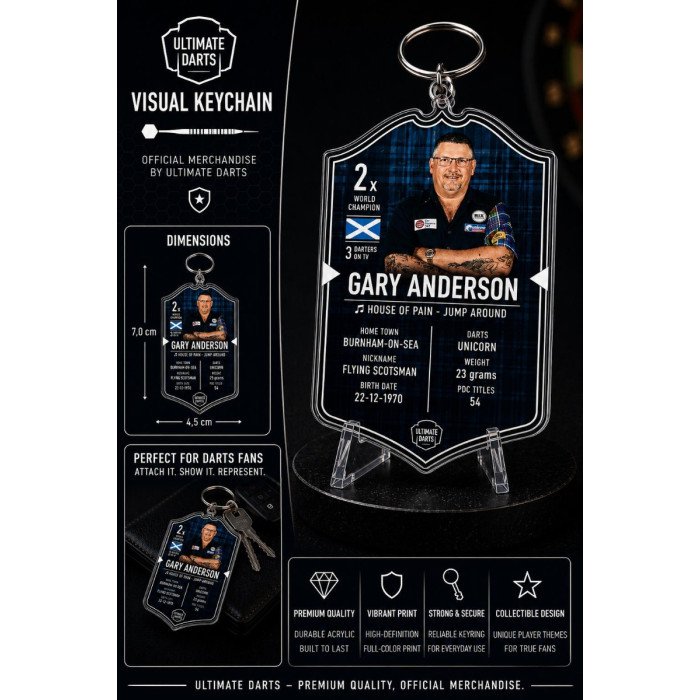 Ultimate Card Key Chain Gary Anderson collectible darts keyring