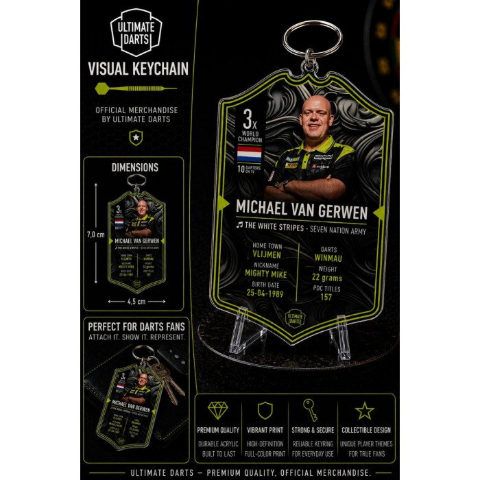 Ultimate Card Key Chain Michael van Gerwen collectible darts keyring