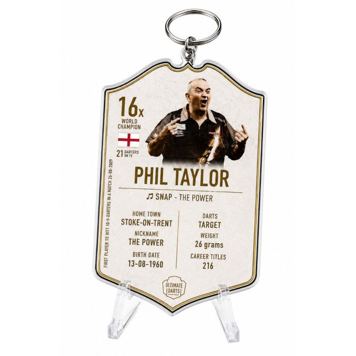 Ultimate Card Key Chain Phil Taylor Immortals premium darts collectible keyring with fast delivery throughout Ireland.