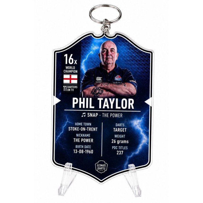 Ultimate Card Key Chain Phil Taylor premium darts collectible keyring with fast delivery throughout Ireland.